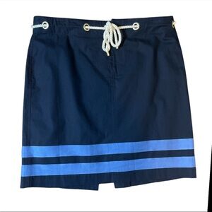 Nautica Women’s Nautical Blue Stripe Rope Belt Skirt Size 16 Preppy Sailcore